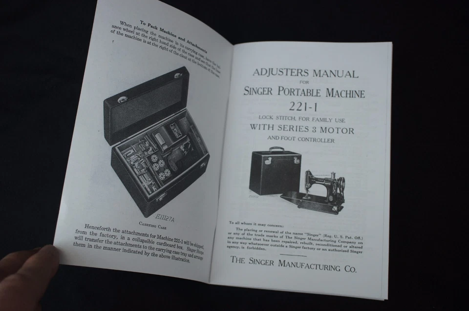 Ajustadores Manual de Servicio Singer Featherweight 221 Máquina de Coser Folleto de Distribuidor Foto 2 de 4