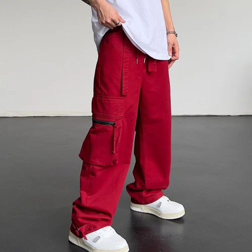 Mens Baggy Hip Hop Pocket Cargo Pants Outdoor Straight Leg Loose Casual Trousers - Picture 7 of 9