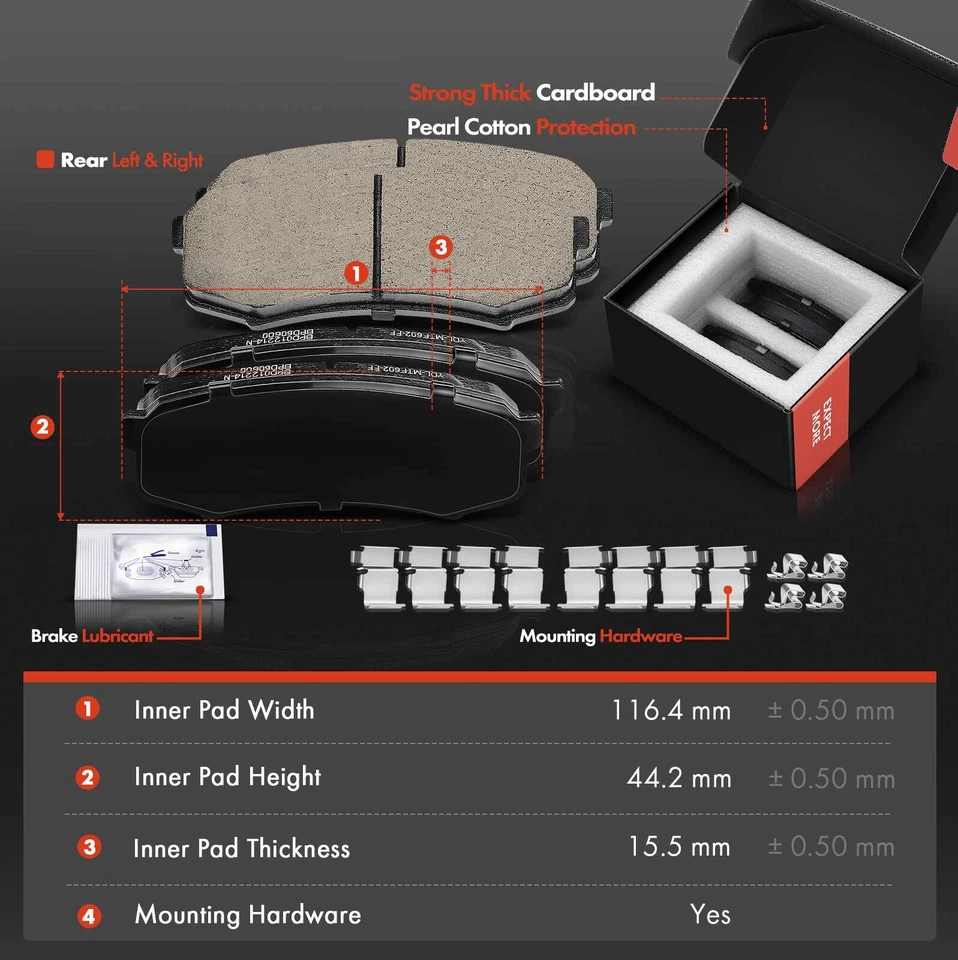 后盘式制动转子和陶瓷刹车片适用于丰田 4Runner 2010 - 2021 雷克萨斯 — 第 3/4 张图片