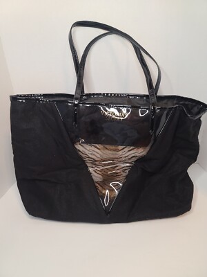 Victoria's Secret Black Tote Bag With Attached Make-up Bag