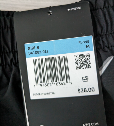 NWT Nike DRI-FIT Athletic Shorts Youth Girls Medium Black/White YMD - Picture 5 of 5