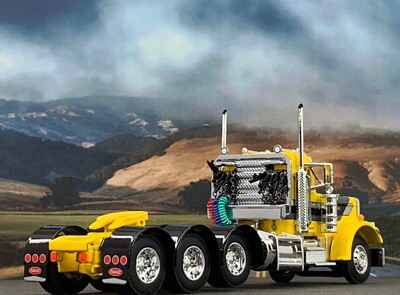 1/64 DCP YELLOW/BLACK/GRAY PETERBILT 359 TRI AXLE DAY CAB | eBay