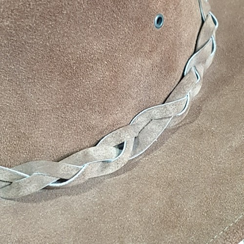 Australian Aussie Hat Real Pure Leather 22.5" Australia Brown Tan - Picture 6 of 7