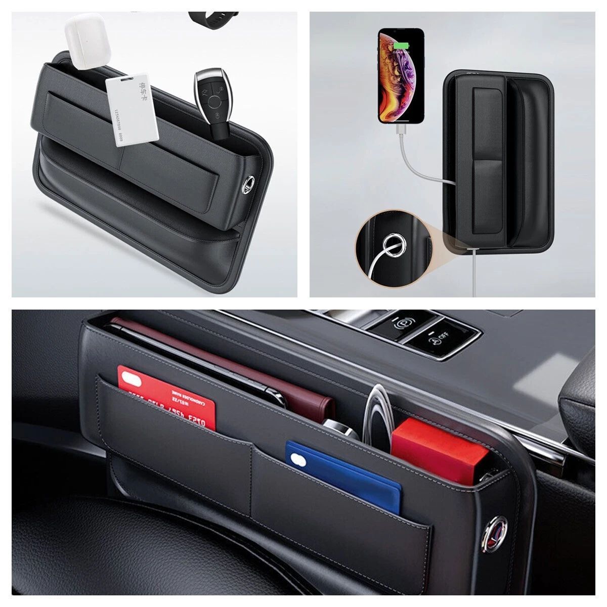 Car Accessories Right Seat Gap Filler Phone Holder Storage Box Organizer Bag