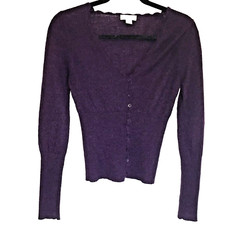 Monsoon Ladies Purple 29% Mohair Blend V-Neck Cardigan Size 14