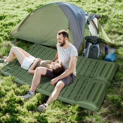 Tonfarb Isomatte Camping Selbstaufblasend, 12CM Verdicktes Aufblasbare