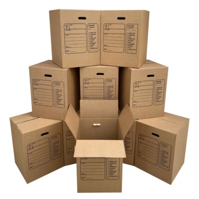 UBMOVE 10 Premium Large Corrugated Moving Boxes with Handles, 18'' x 18'' x 24''