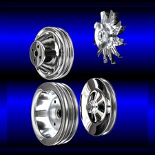 Chrome 4 Pulley Set For Small Block Chevy Short Wp Pulleys Sbc With Ac And Ps