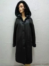 BRAND NEW BLACK SHEEPSKIN SHEARLING LAMB FUR COAT JACKET WOMEN WOMAN SIZE 8 MED