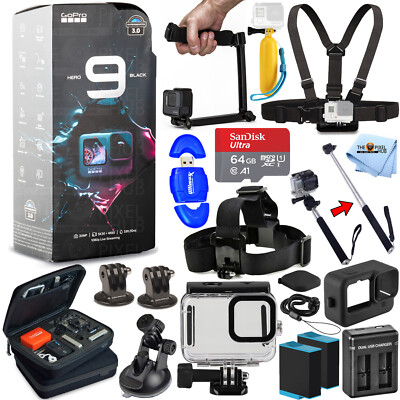 Gopro Hero9 Waterproof 5k Camcorder Ext Batt 64gb Underwater Case Bundle Ebay