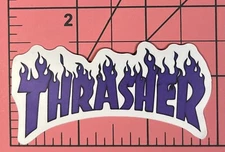 THRASHER In Purple Flames-  Vinyl Decal Sticker Bomb Graffiti Skateboard Rebel