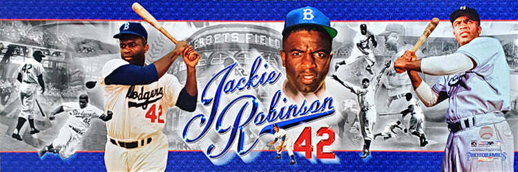 Jackie Robinson 42 IN BLUE Brooklyn Dodgers Career Classic 12x36