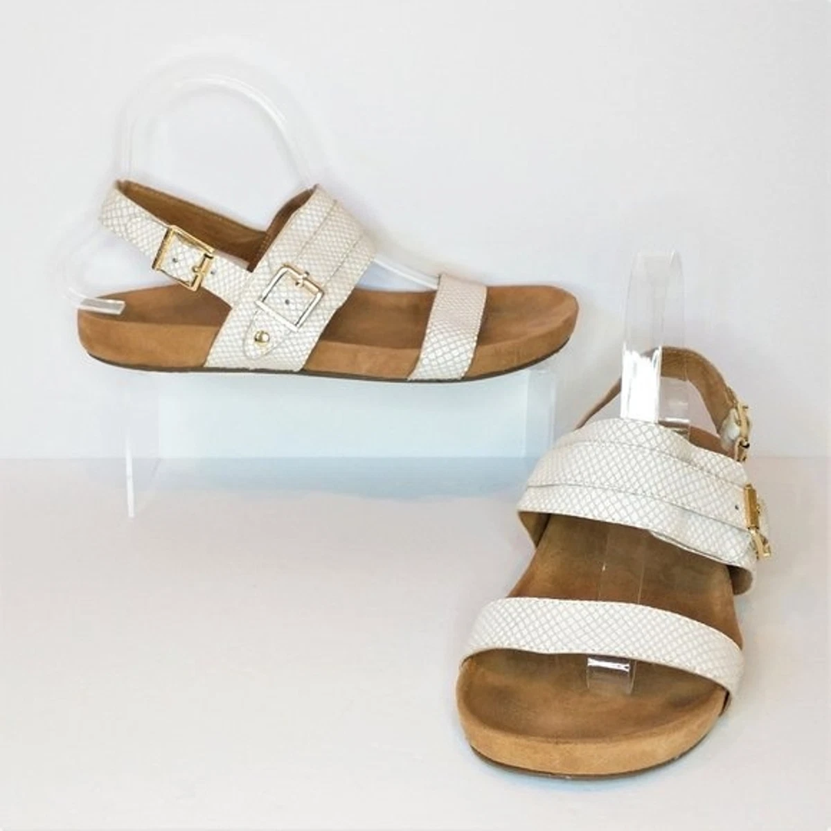 Vionic Grace Samar Leather White Snakeskin Adjustable Sandals 8.5