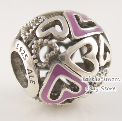 PINK FREEHAND HEART Genuine PANDORA Openwork VALENTINE LOVE Charm