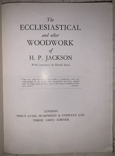 SIGNED, H P JACKSON, ECCLESIASTICAL AND OTHER WOODWORK, 1927, 1st, ARCHITECTURE - Picture 3 of 12