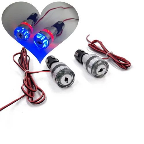 Blue LED Turn Signal Lights Grip Bar End Side Marker Indicators Motorcycle Handl