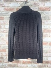 Vintage Lauren Ralph Lauren Sweater Cable Knit Navy Shawl Collar Women's Medium