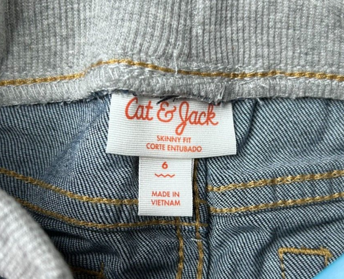Cat & Jack Mid-Rise Knit Waist Pull-on Skinny Jeans Girl's 6 Stretch Blue NWT - Picture 6 of 13