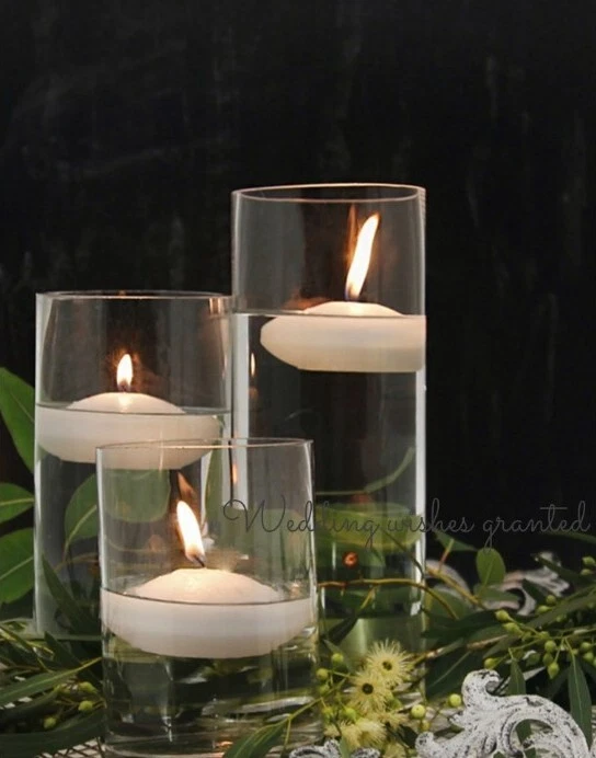 12 LARGE Ivory White Floating Water Candles 7hr+ Centrepiece Wedding Events  Home