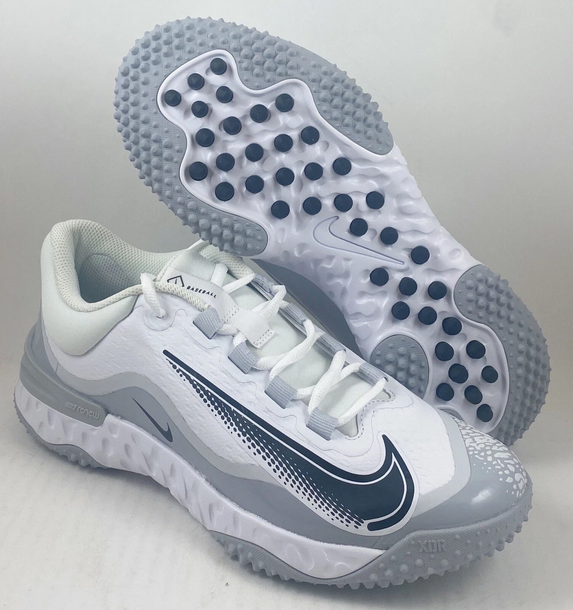 Nike Alpha Huarache Elite 4 Turf White Grey Baseball Shoes Men s Size 8 13.5