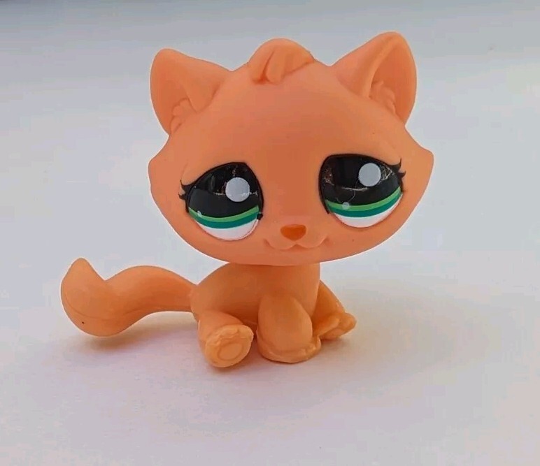 LPS Littlest Pet Shop Kitten Cat #2603 Green Dot Eyes Orange Hasbro Blind Bag