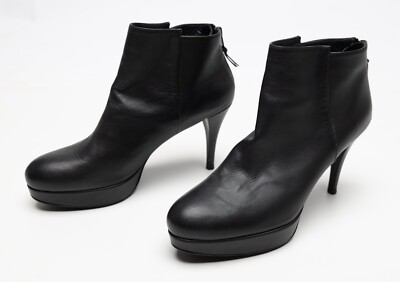 Women's Stuart Weitzman Black Leather Ankle Boots High Heels Shoes Size US 7.5 N
