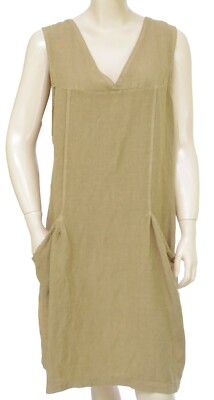 Leinen Kleid ärmellos Rüschen tabakbraun Damen PAKO LITTO Gr. XL