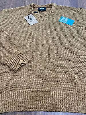 STUSSY SURFMAN ICON COTTON LINEN CREWNECK WOVEN KNIT SWEATER STUSSY SURFMAN ICON COTTON LINEN CREWNECK WOVEN KNIT SWEATER