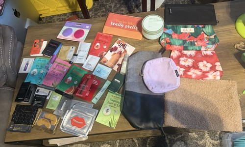 Assorted Bundle of Beauty Items and Cosmetic Bags