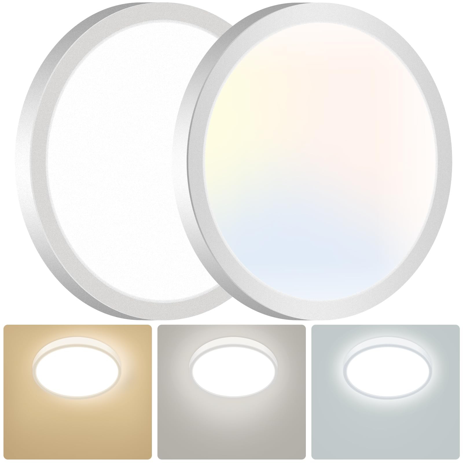 Set 2 Plafoniere LED 22CM | Lampada Soffitto Bagno Cucina 3 CCT IP44