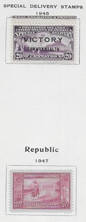 2 Philippines Stamps w/Special Delivery from Quality Old Antique Album 1945 1947