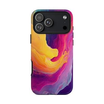 For iPhone / Galaxy / Pixel - Phone Ink Case - Yellow Pink Abstract Purple Paint
