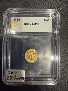 1860 INDIAN PRINCESS GOLD DOLLAR AU55