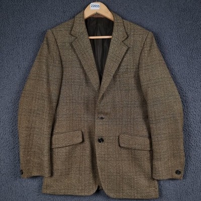 Vintage YORKERS Tweed Blazer Jacket Mens 40 Green Check Wool Blend Country UK