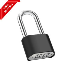 2.5in Long Shackle Combination Lock,  Large O...