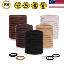 100 Pcs Elastic Hair Ties, Thick Seamless Hair Bands No Damage Soft Ponytail ...