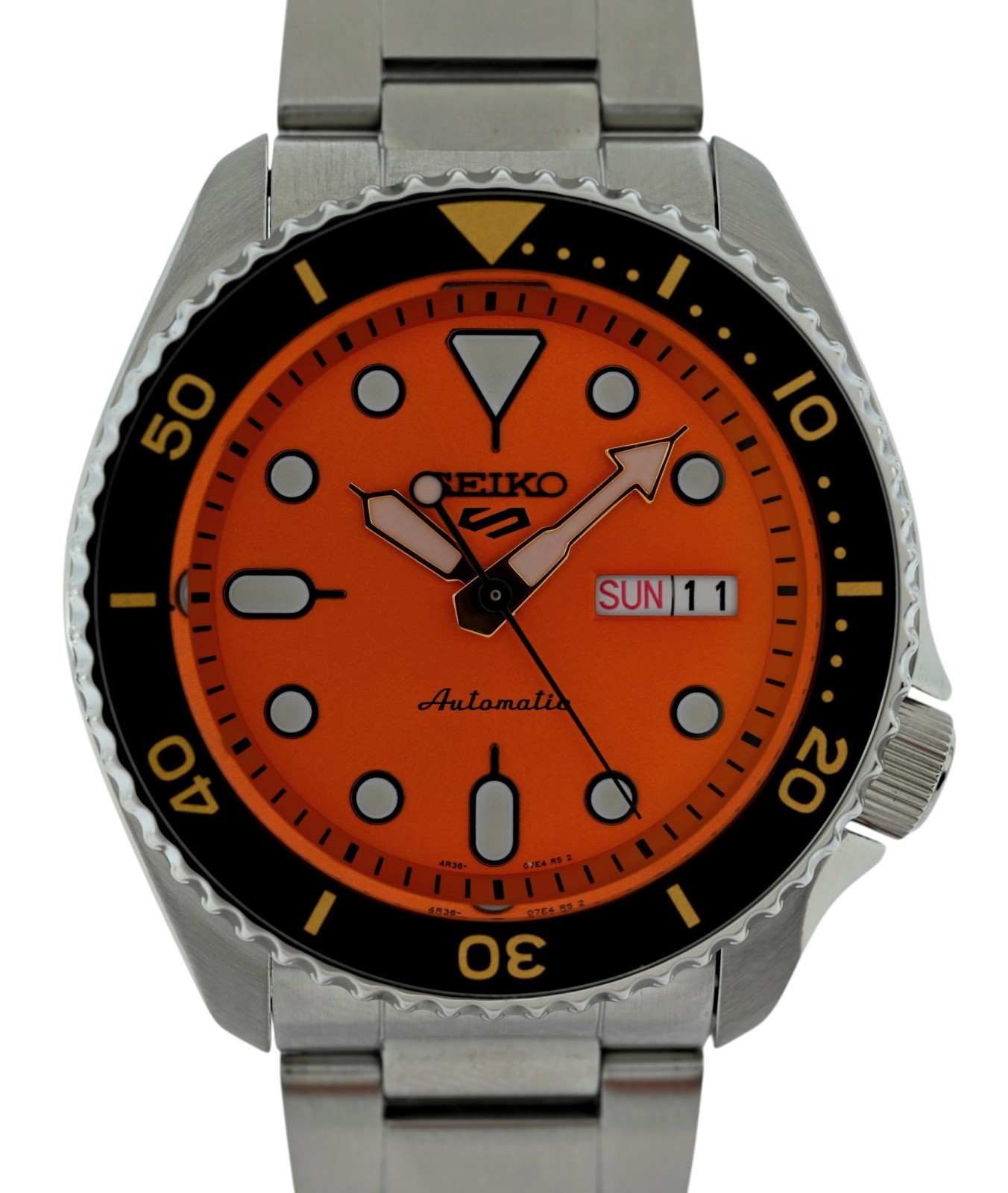 Seiko 42mm Men's Sport Auto Orange Dial 4R36-07G0 Stainless Steel Ref: SRPD59K1!