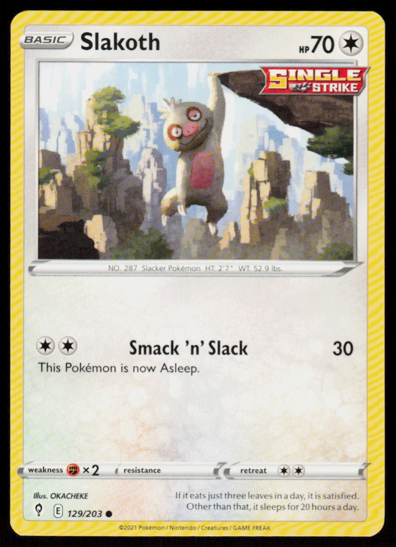 Slakoth 129/203 Common Evolving Skies Pokemon Lightly Played