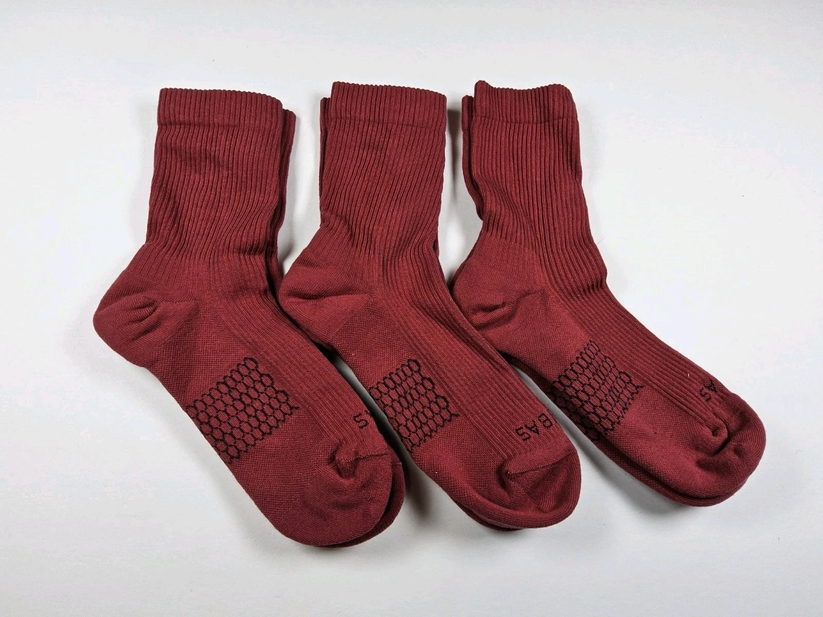 Bombas Ribbed Half Calf Socks Lot Of 3 Pairs Red Size M