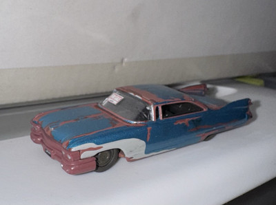 1959 Blue VTG Cadillac Eldorado Rusted Beater Toy Car Junkyard / Rat Rod Old