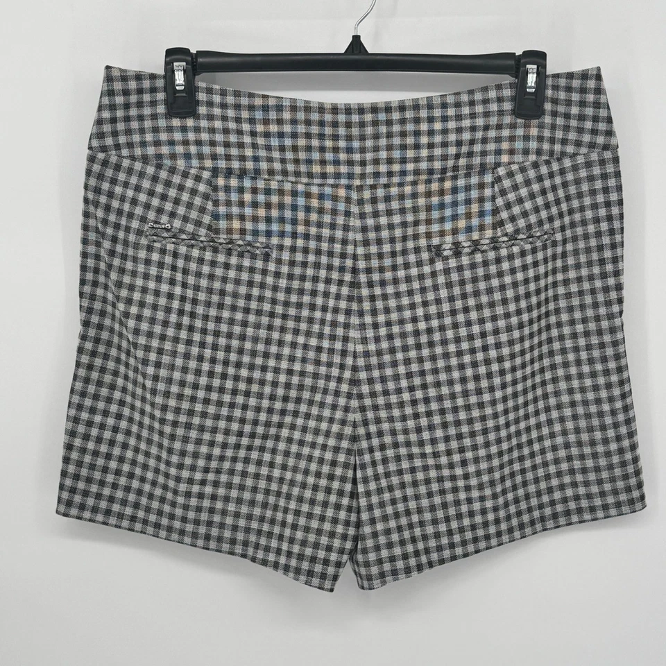 Pantalones cortos plisados de guinga DKNY para mujer negro blanco talla 16 Foto 4 de 4