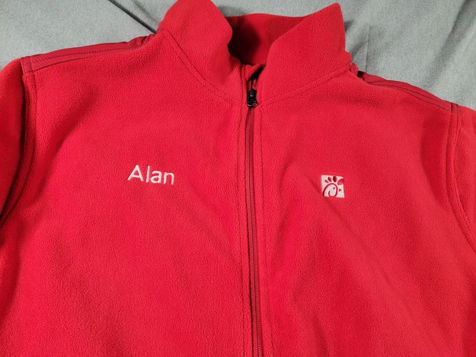 Chick Fil A OOBE Jacket Men's Size XL Red Fleece Full Zip,  Alan - Image 2 of 4