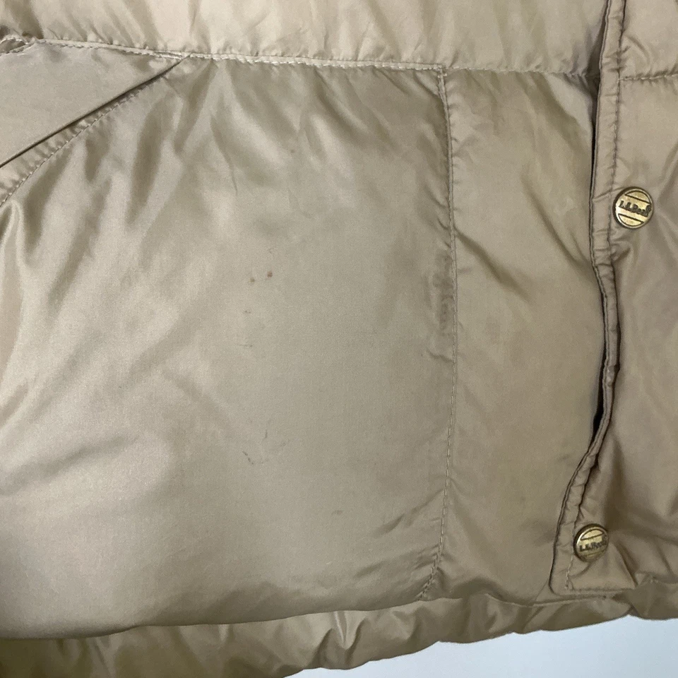 LL Bean Men's Vintage 90s Goose Down Filled Nylon Snap Puffer Vest Large Beige - Image 4 of 4