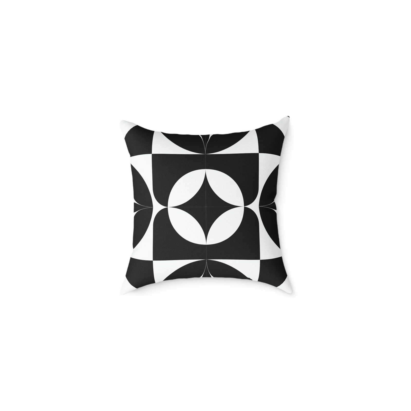 Geometric Star Circle Pattern Square Pillow | Black White Modern Throw
