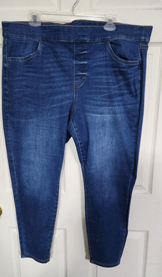 EVRI Women's Blue Mid Rise Pull On Jeggings Size 18W Excellent Condition