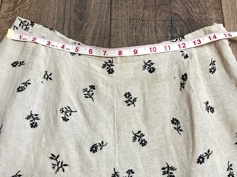 Vtg Talbots 100% Irish Linen Size 12 Pants Floral Embroidered High Rise Lined - Image 4 of 4