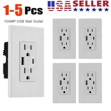 Dual USB Type-C/A Wall Outlet Charger 15A Tamper Resistant Electrical Receptacle