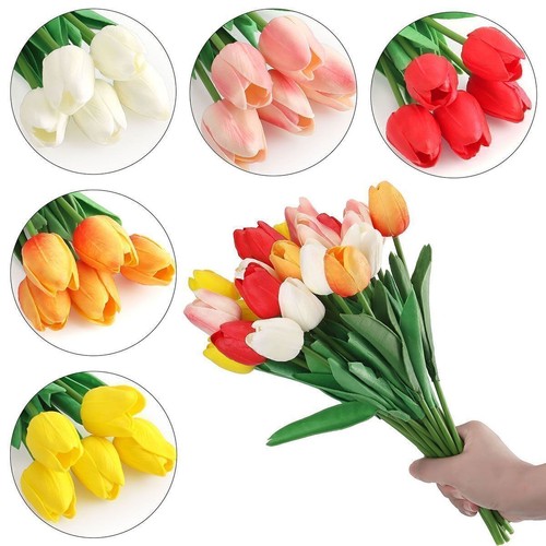 5-15 Pcs Artificial Tulip Flowers PU Fake Home Wedding Party Table Spring Decor - Picture 5 of 18