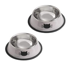 Cat Bowls for Food and Water,2PCS Non-Slip Stainless Steel 8 Oz Pet Bowl with...