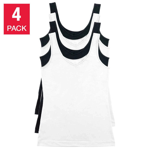 Felina Women's Reversible Seamless Cotton Tank Top ,4 Pack - Picture 12 of 40